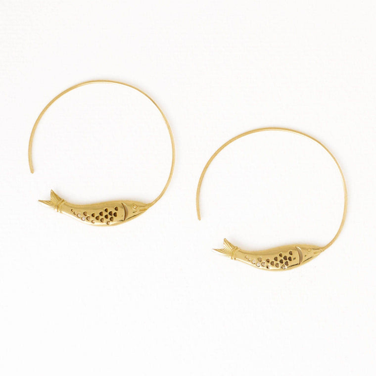 Sleek Hoop Earrings- Fish
