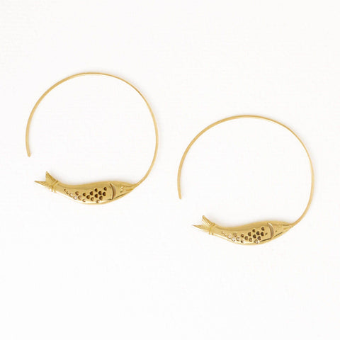 Sleek Hoop Earrings- Fish