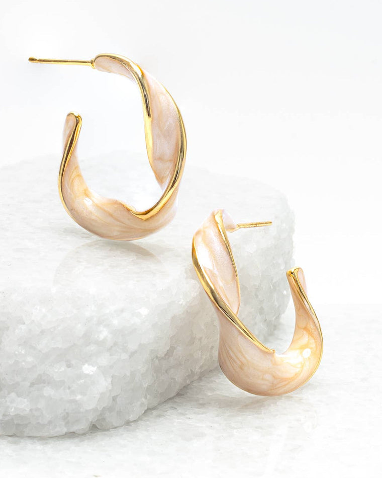 Twist Hoops in Soft Coral