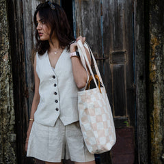 Carryall Canvas Tote - Large Checkerboard Print - Redemption Market