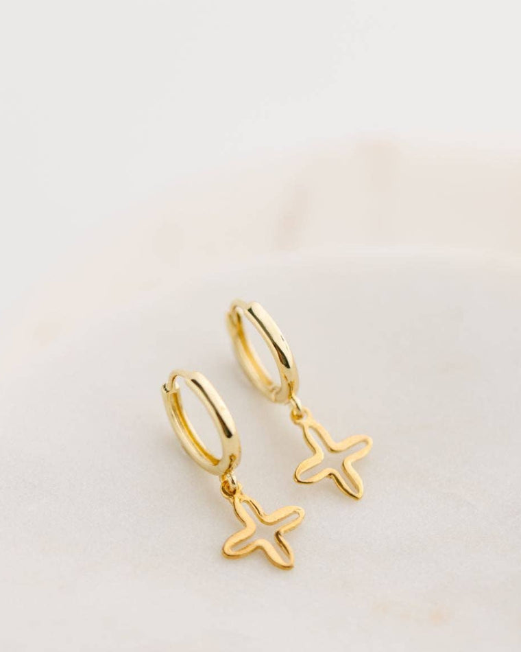 Gold Open Cross Earrings