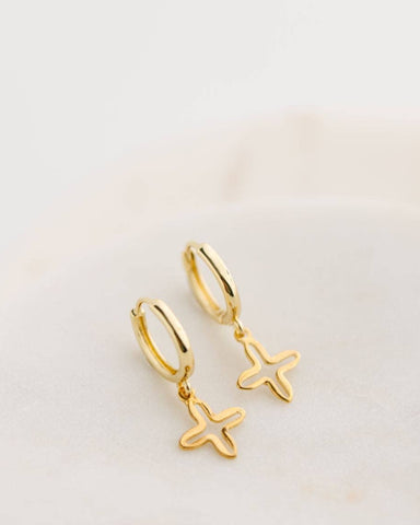 The Gold Open Cross Earrings feature a delicate open-design cross elegan...