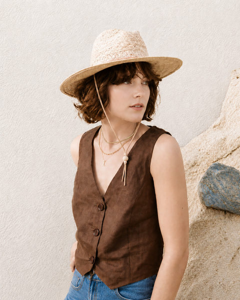 La Playa Woven Fedora- Suede Cord
