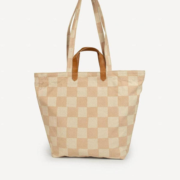 Carryall Canvas Tote - Large Checkerboard Print - Redemption Market