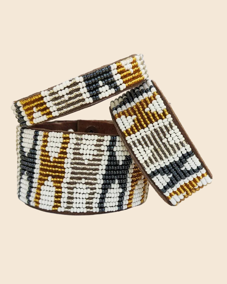 Arrows Beaded Leather Cuff