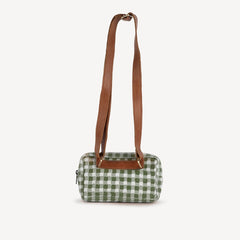 Block Print Belt Bag- Olive Gingham