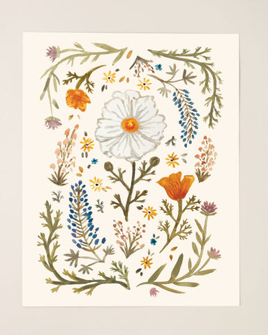 California Native Plant Collage Art Print