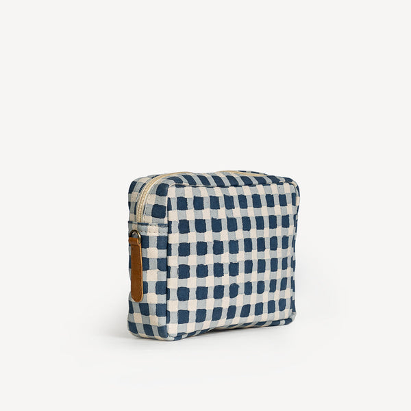 Block Print Camera Bag- Indigo Gingham