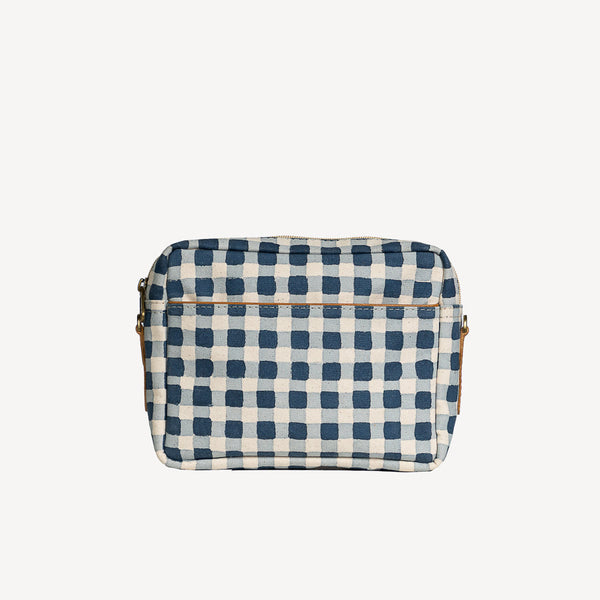 Block Print Camera Bag- Indigo Gingham