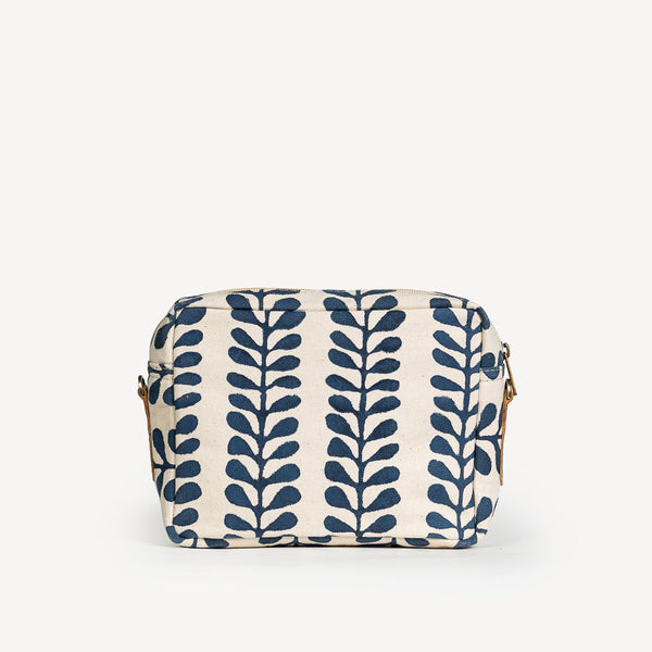 Block Print Camera Bag- Indigo Fern