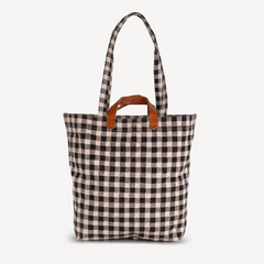 Carryall Block Print Tote- Winter Gingham