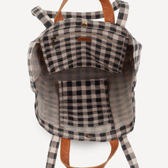 Carryall Block Print Tote- Winter Gingham