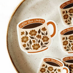 Coffee Lovers Mug Floral Vinyl Sticker