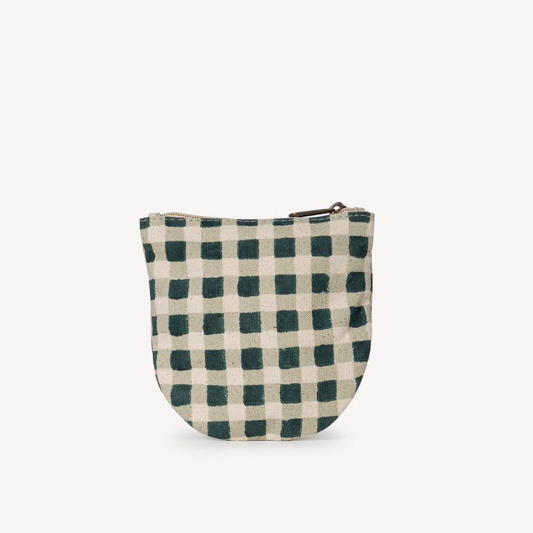 Half Moon Pouch- Evergreen Gingham