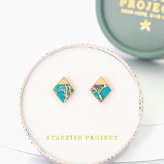 Desert Bloom Diamond Turquoise Studs