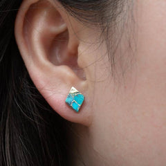 Desert Bloom Diamond Turquoise Studs