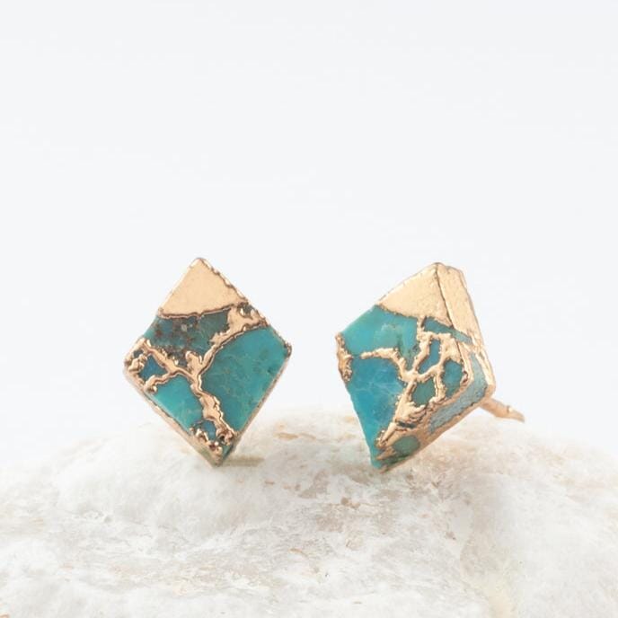 Desert Bloom Diamond Turquoise Studs