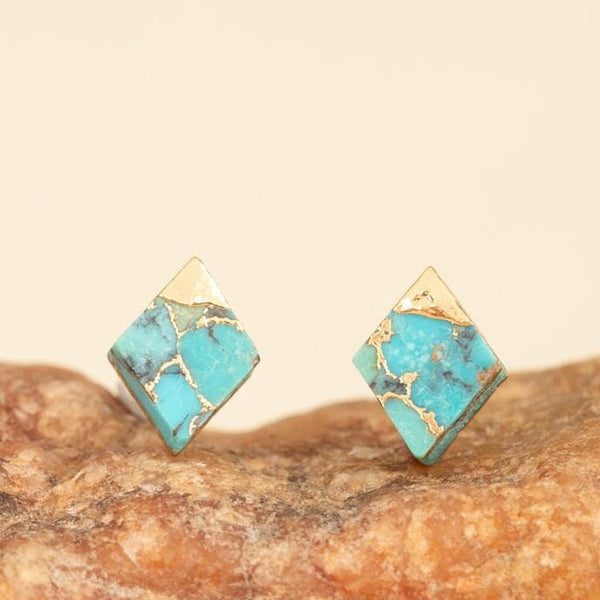 Desert Bloom Diamond Turquoise Studs