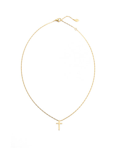 Gold necklace with a unique pendant on a white background
