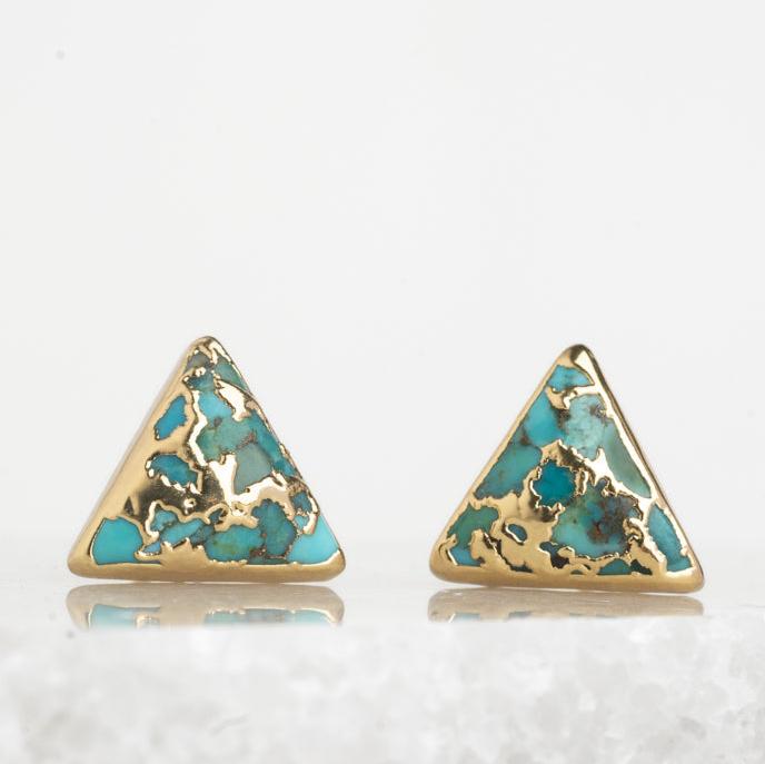 Ellie Triangle Turquoise Studs