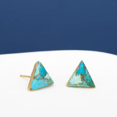 Ellie Triangle Turquoise Studs