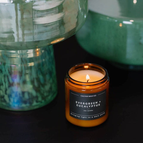 Evergreen + Eucalyptus Amber Jar Soy Candle - Redemption Market
