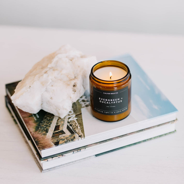 Evergreen + Eucalyptus Amber Jar Soy Candle