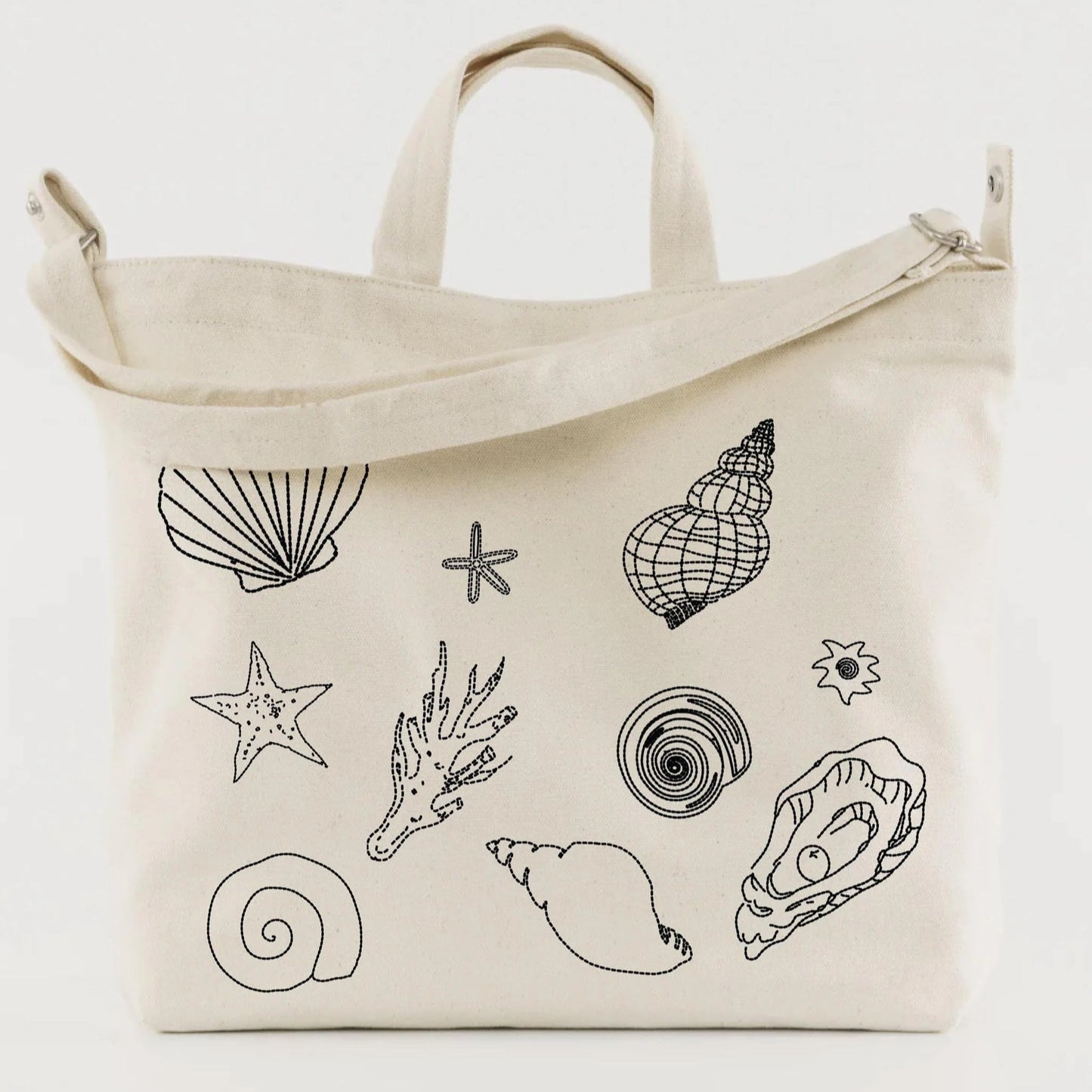 Embroidered Shells Recycled Canvas Tote