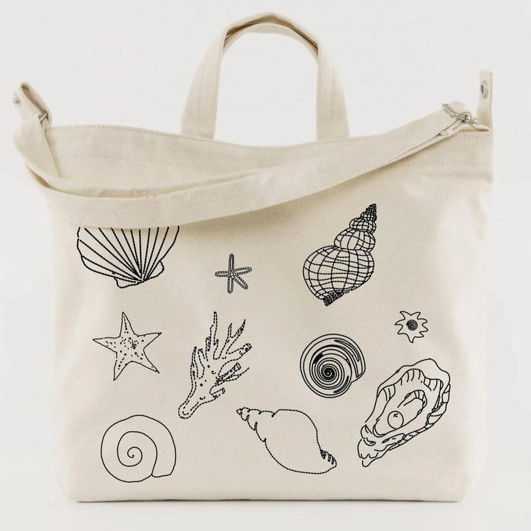 Embroidered Shells Recycled Canvas Tote