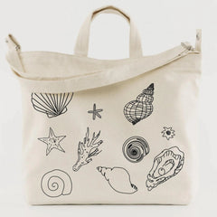Embroidered Shells Recycled Canvas Tote
