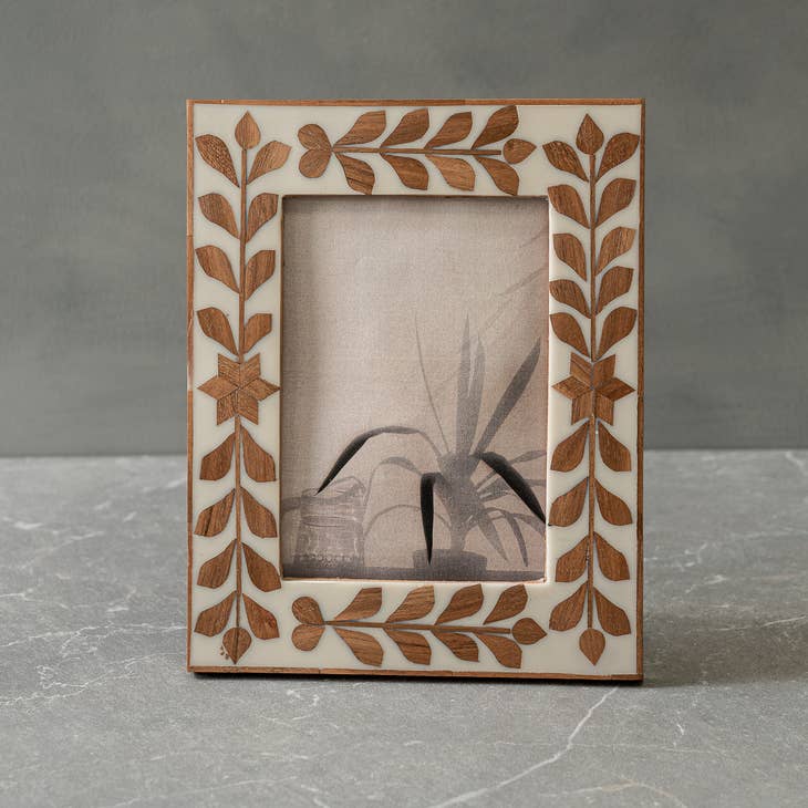 Inlay Wood Floral Frame