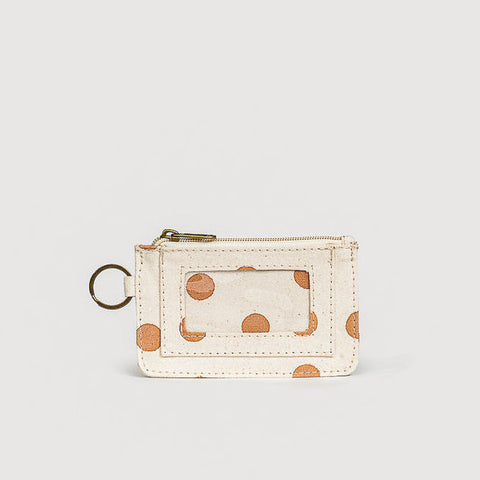 Hand block printed pouch with a secure ID window positioned inside the z...