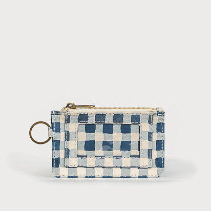 Block Print ID Pouch - Indigo Gingham