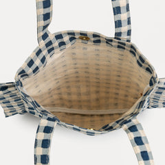 Momo Ruffle Tote- Indigo Gingham
