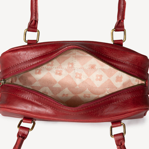 Leather Bowler Bag- Cherry- COMING SOON!