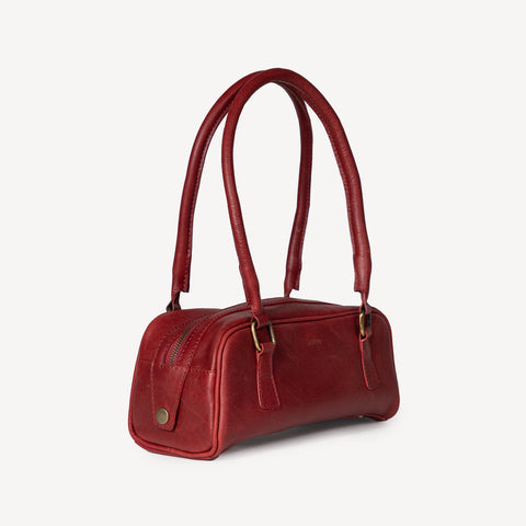Leather Bowler Bag- Cherry- COMING SOON!