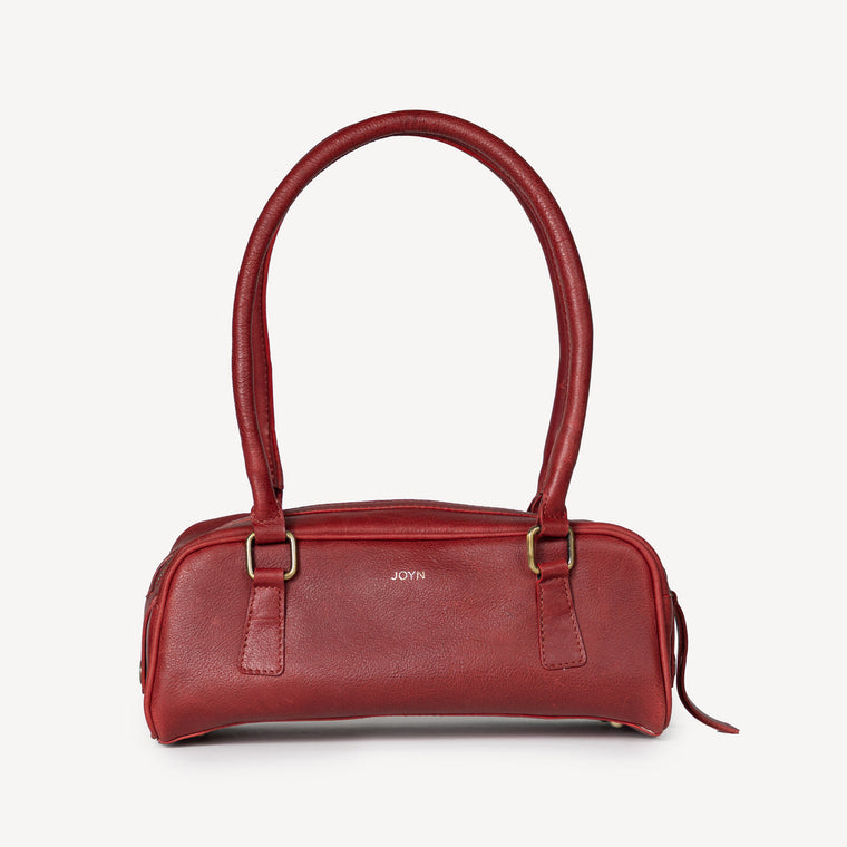 Leather Bowler Bag- Cherry