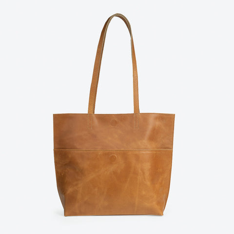 Everyday Leather Tote- Camel