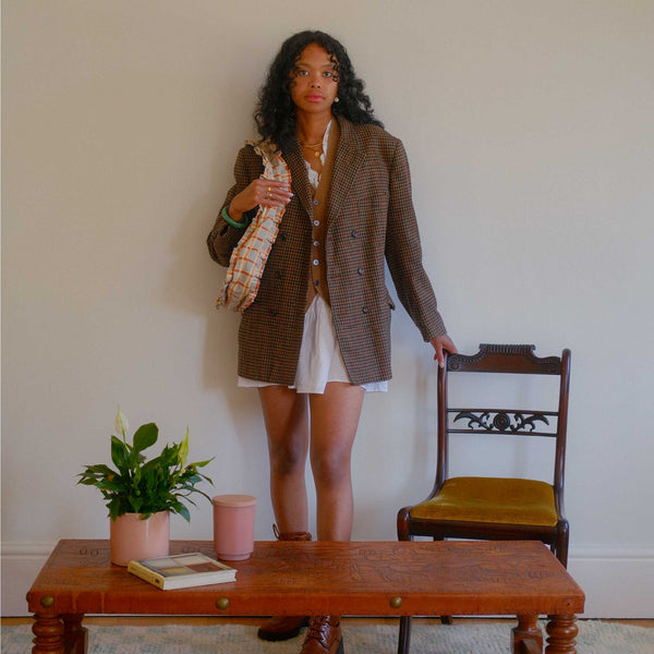 Momo Shoulder Bag- Powder Plaid