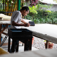 Block Print Camera Bag- Indigo Fern