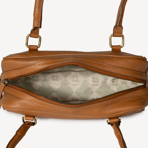 Leather Bowler Bag- Camel- COMING SOON!