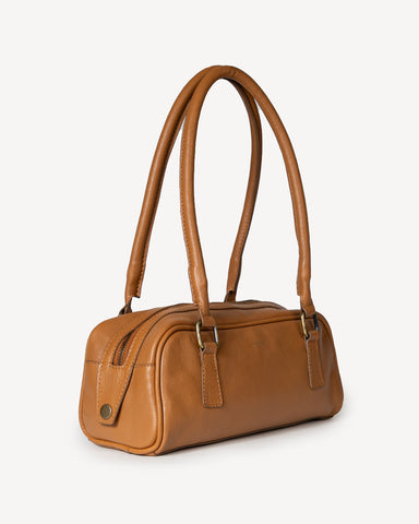 Camel Leather Bowler Bag- LAST ONE!