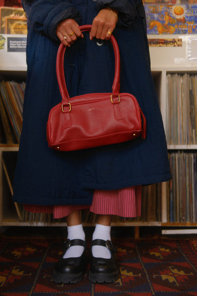 Leather Bowler Bag- Cherry- COMING SOON!