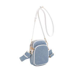 Josie Double Denim Crossbody Bag - Light Blue