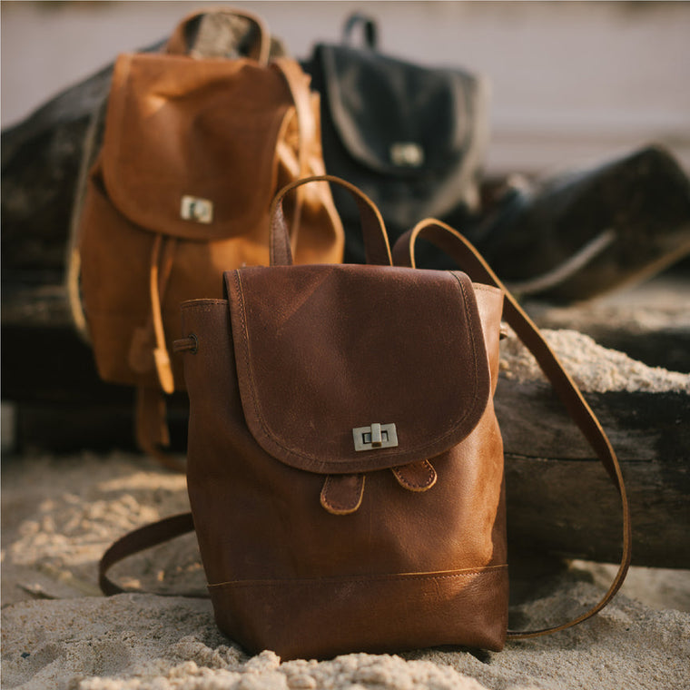 Mini Foldover Backpack- Vintage Brown