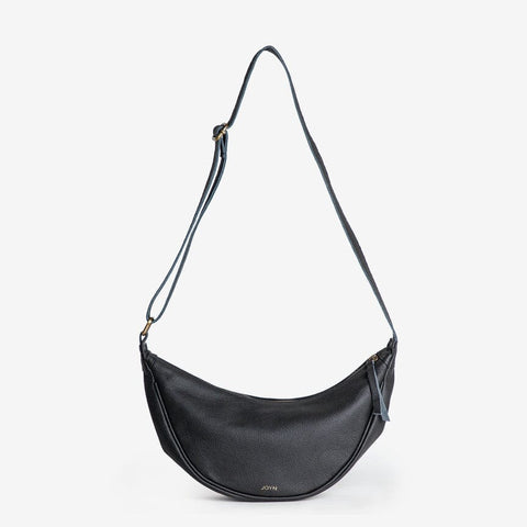 Leather Moon Sling Bag- Black