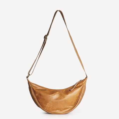 Leather Moon Sling Bag- Camel