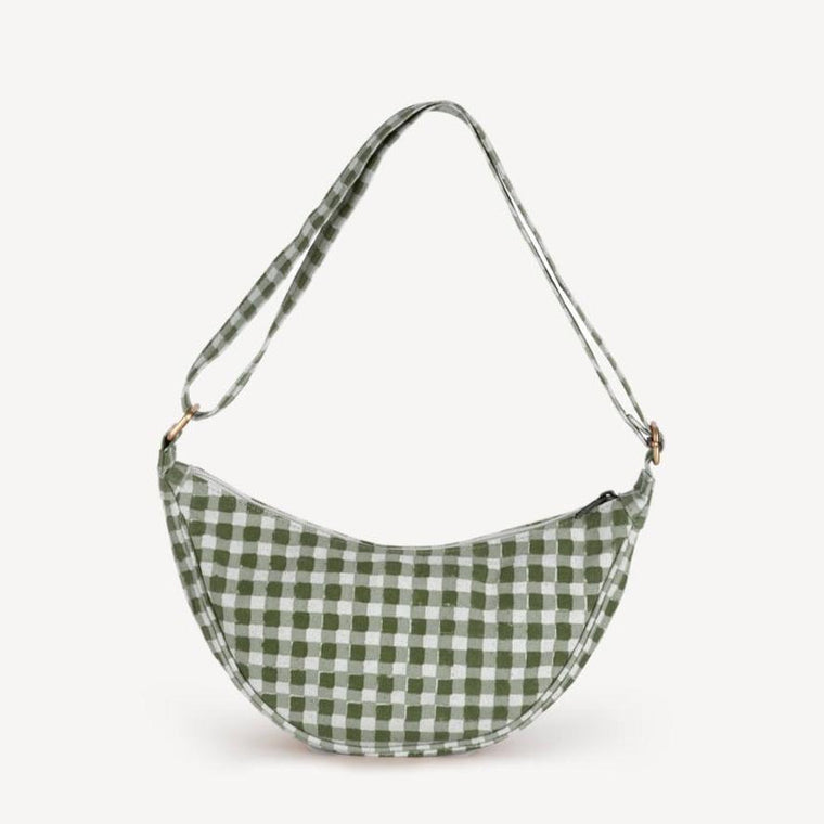 Moon Sling Bag- Olive Gingham