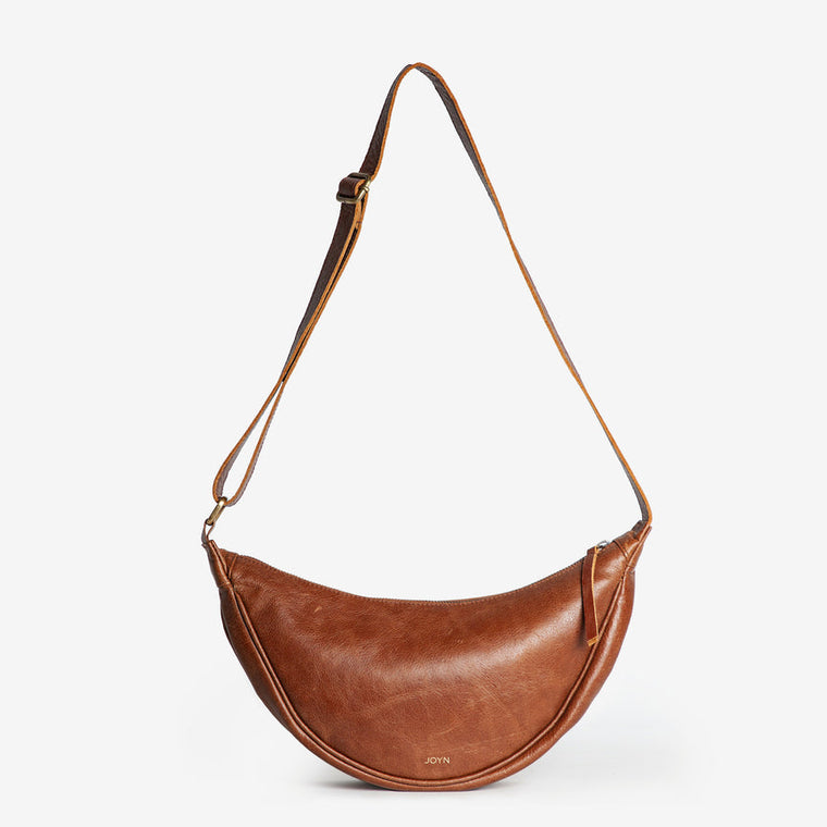 Leather Moon Sling Bag- Vintage Brown
