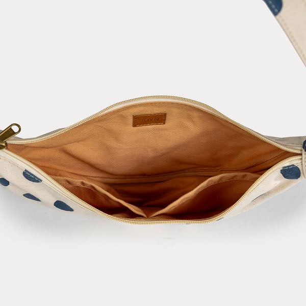 Moon Sling Bag- Indigo Dot